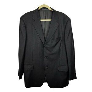Ermenegildo Zegna Saks Fifth Ave Black Single Button Men’s Luxury Wool Blazer 56